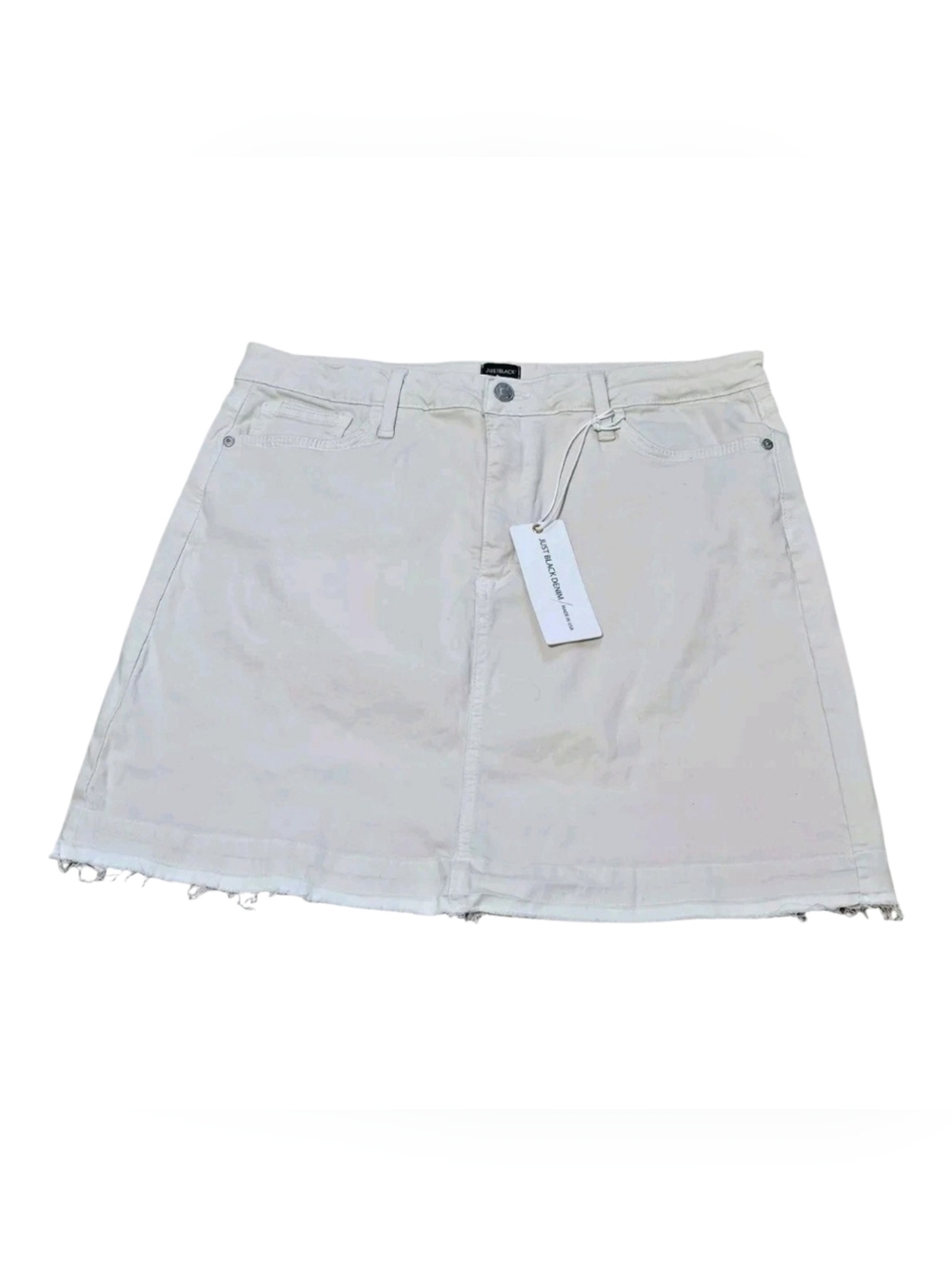Just Black Stormy Released Hem Denim Off White Denim Mini Skirt Size XL NWT